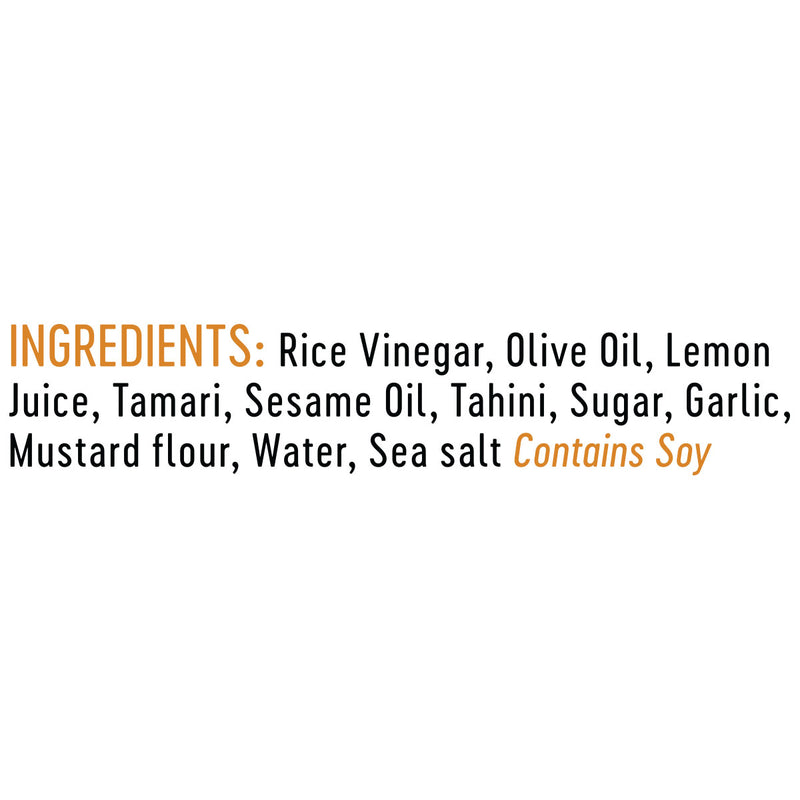 List of all-natural ingredients in Sesame Tahini Dressing packets